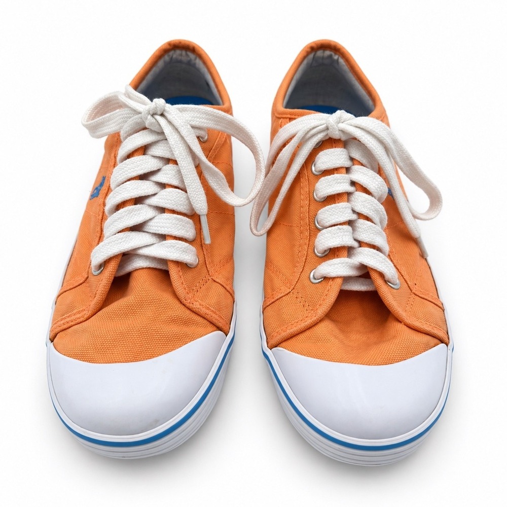Polo Ralph Lauren Mens Orange Canvas Sneakers Size 10 D Lace Up